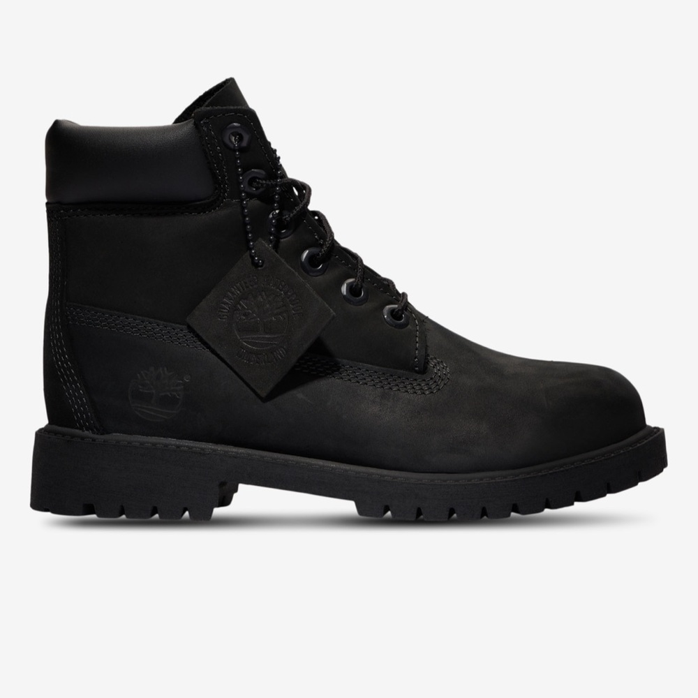 Timberland Waterproof 6" Padded Collar Black Boots